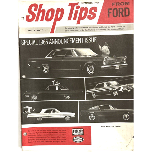 Ford Shop Tips Sept 1965 Vol. 2 No. 7 Special Announcement Issue Mustang - Picture 2 of 7